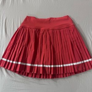 Aerie Red Pleated Skater Skirt